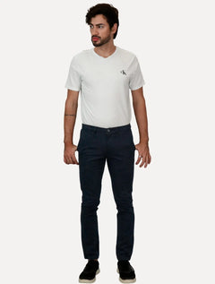 Calça Tommy Hilfiger Masculina Slim Bleeker THFlex Chino Stretch Azul Marinho