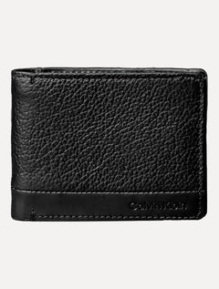 Carteira Calvin Klein Couro Horizontal Logo Floater Recorte Preta
