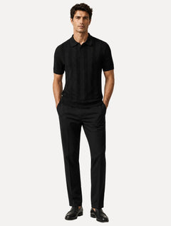 Polo Dixen Masculina Tricot Vertical Manga Curta Preto
