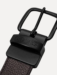Cinto Levis Masculino Couro Reversible Metal Preto/Marrom Cafe