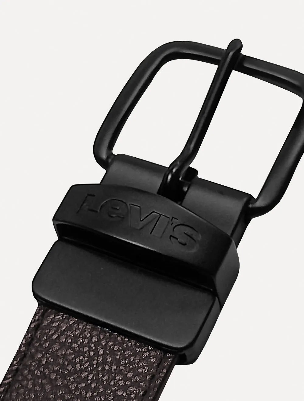 Cinto Levis Masculino Couro Reversible Metal Preto/Marrom Cafe