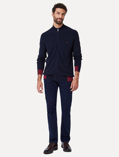 Blusa Dudalina Masculina Tricot Microtextura Azul Marinho