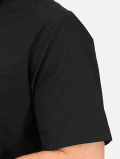 Camisa Dudalina Masculina Manga Curta Comfort Superfine Cotton Mono Logo Lisa Preta