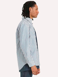 Camisa Levis Masculina Relaxed Oxford Authentic Button Down Listras Azul/Branco