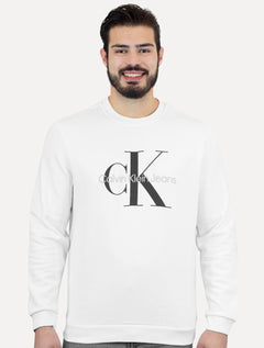 Moletom Calvin Klein Jeans Masculino Monograma Logo Branco