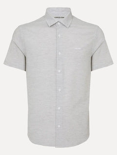 Camisa John John Masculina Manga Curta Stripes Noise Preto Branca