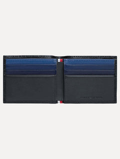 Carteira Tommy Hilfiger Masculina Couro Mini Flag Textura Vertical Azul Marinho