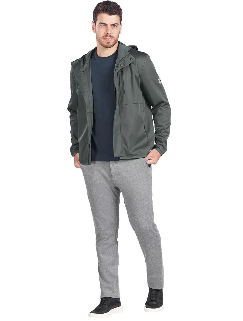 Jaqueta Aramis Masculina Nylon Hoodie Liquid Repeller Chumbo