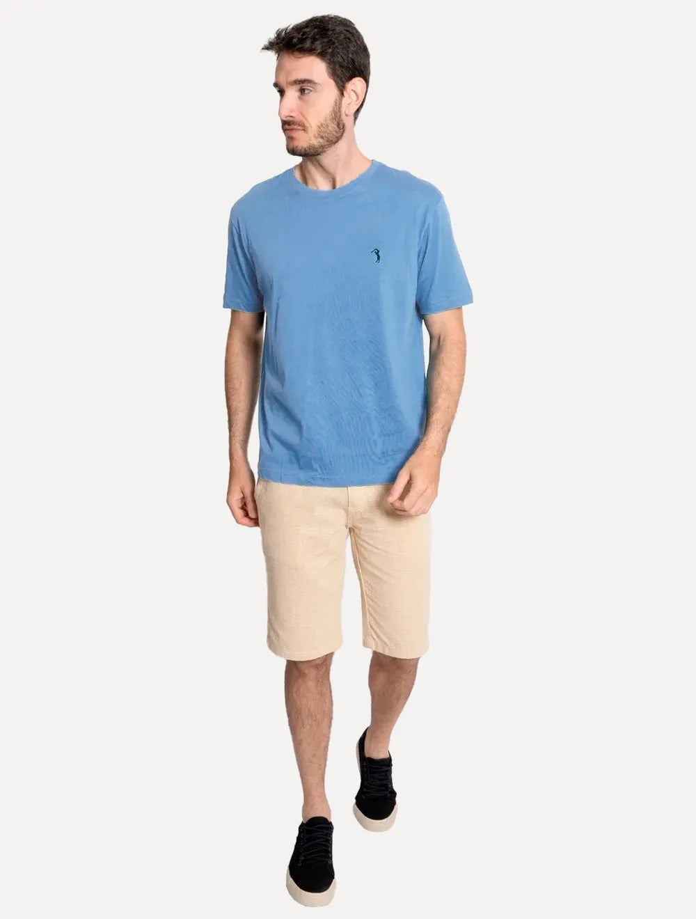 Camiseta Aleatory Masculina Dark Grey Icon Azul Mescla