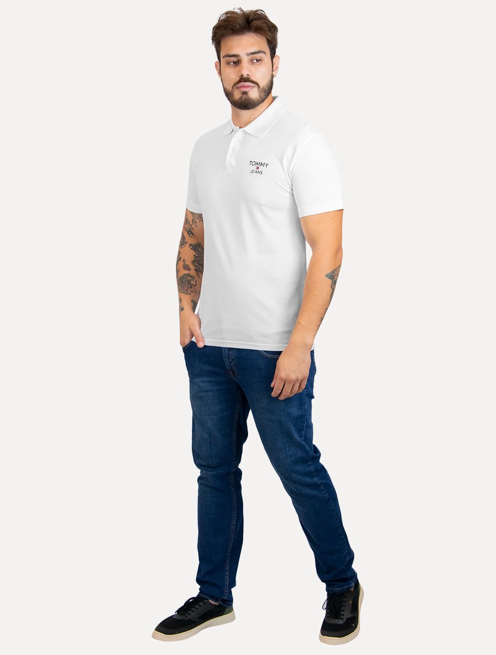 Polo Tommy Jeans Masculina Regular Corp Chest Branca