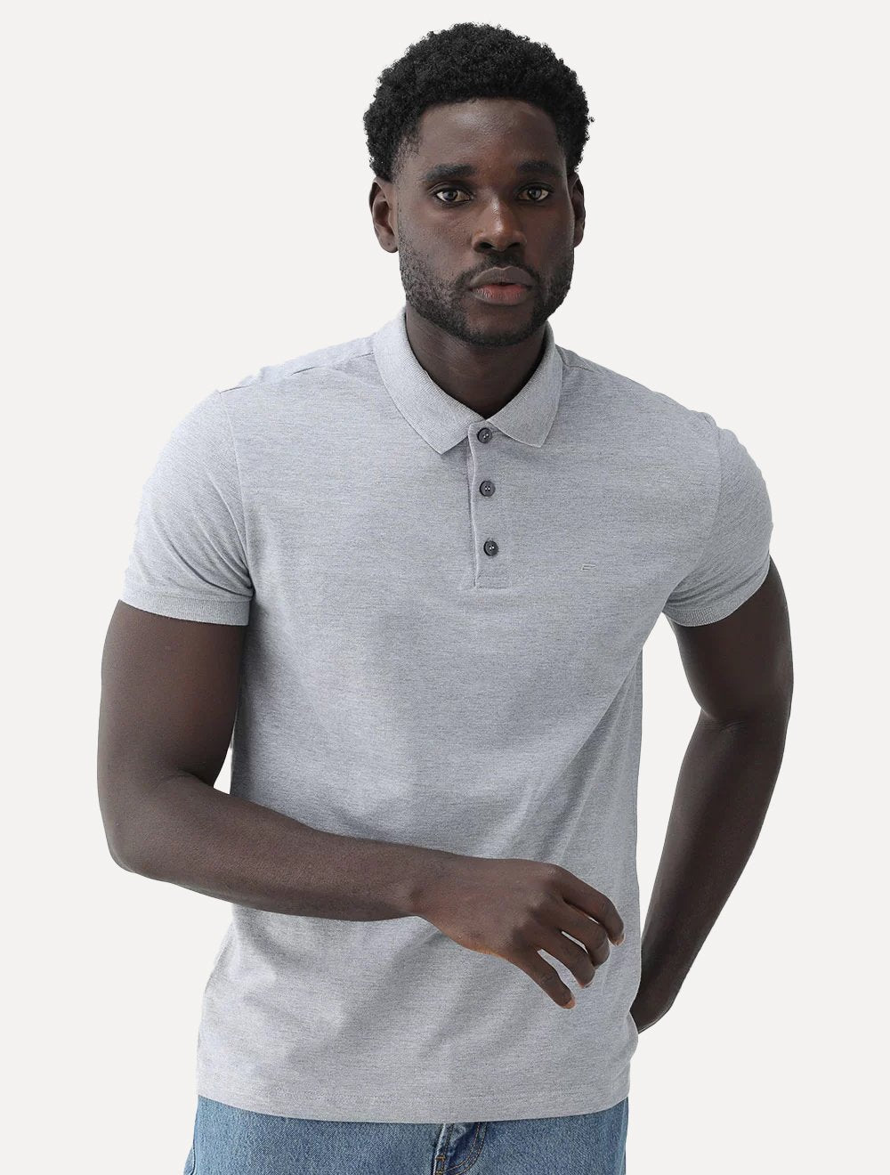 Polo Ellus Masculina Piquet Classic Easa Melange Cinza Mescla