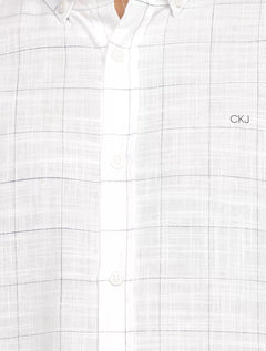 Camisa Calvin Klein Jeans Masculina Cotton Flame Check Branca