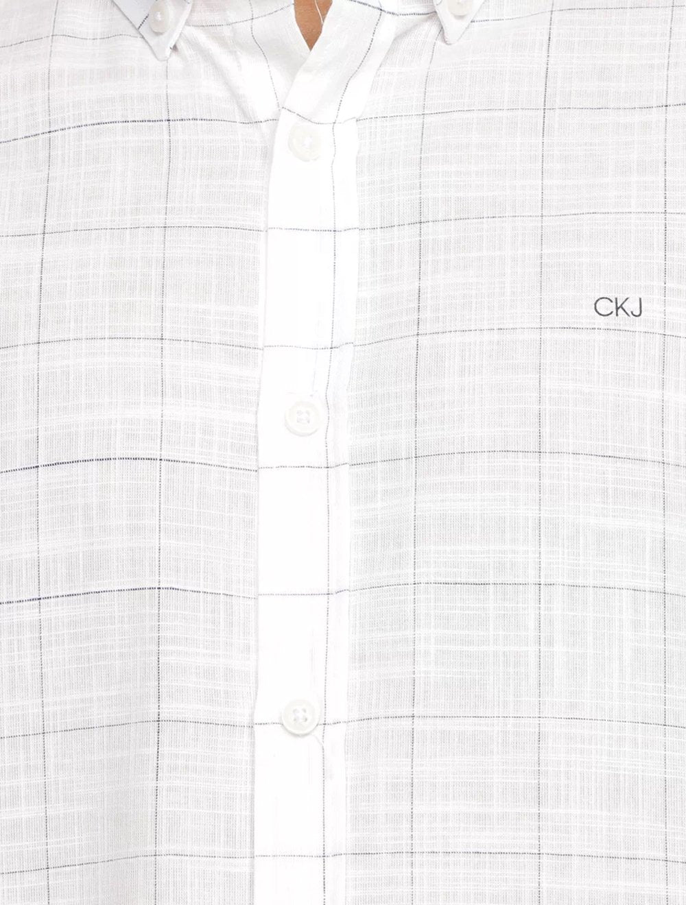 Camisa Calvin Klein Jeans Masculina Cotton Flame Check Branca