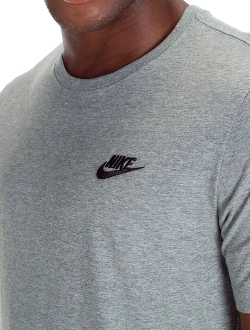 Camiseta Nike Masculina Sportswear Club Logo Cinza Mescla