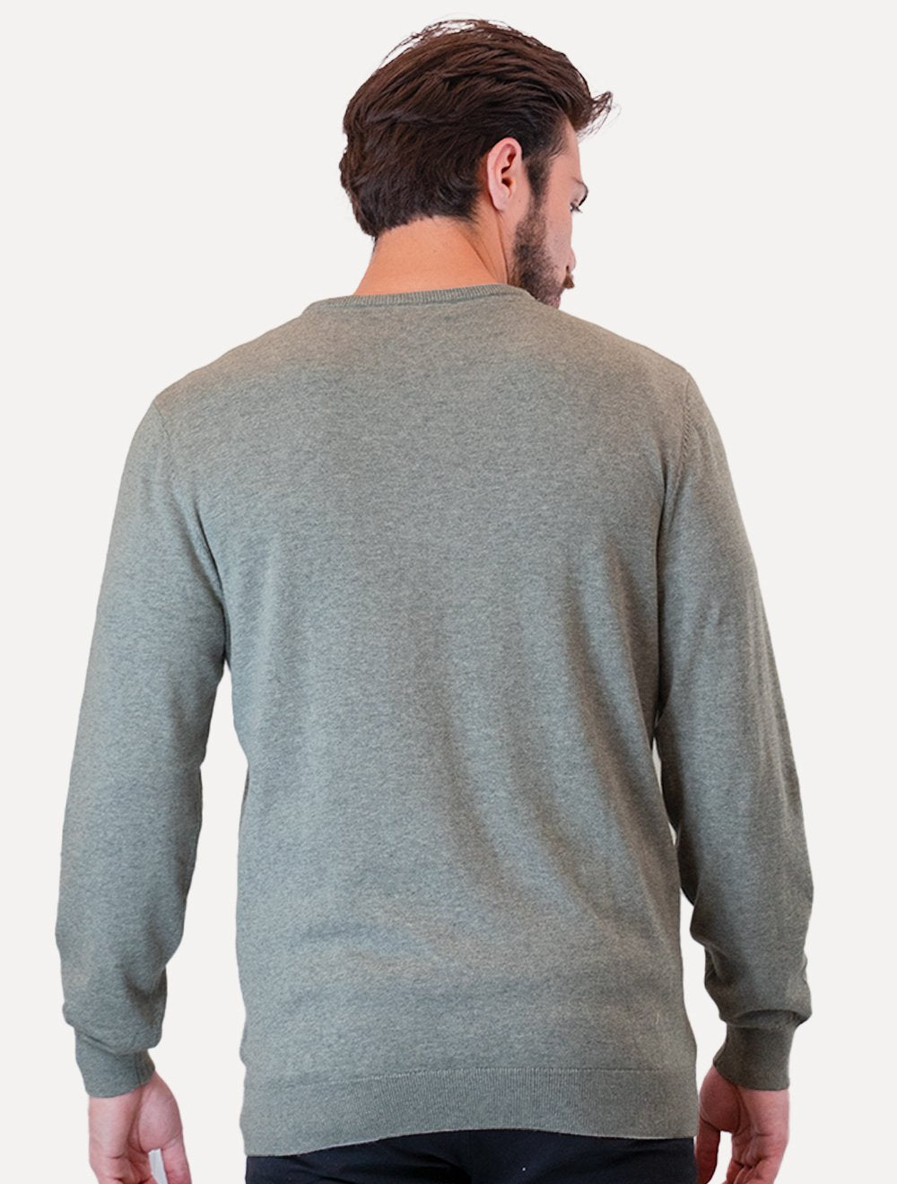 Suéter Dudalina Masculino Tricot Crewneck Basico Cinza Mescla