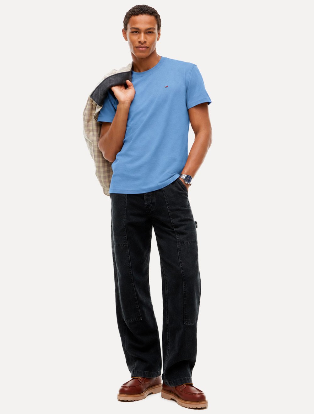 Camiseta Tommy Jeans Masculina Regular C-Neck Flag Azul Claro