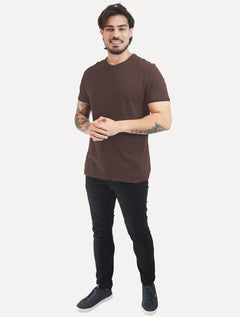 Camiseta Aramis Masculina Grey Friso Gola Mono Logo Marrom Escuro