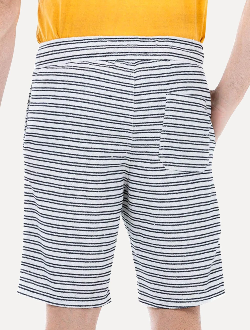 Bermuda King & Joe Sarja Masculina Comfort Malha Listrada Off-White