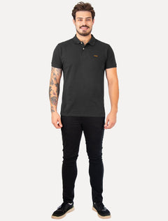 Polo Colcci Masculina Piquet Orange Logo Chumbo