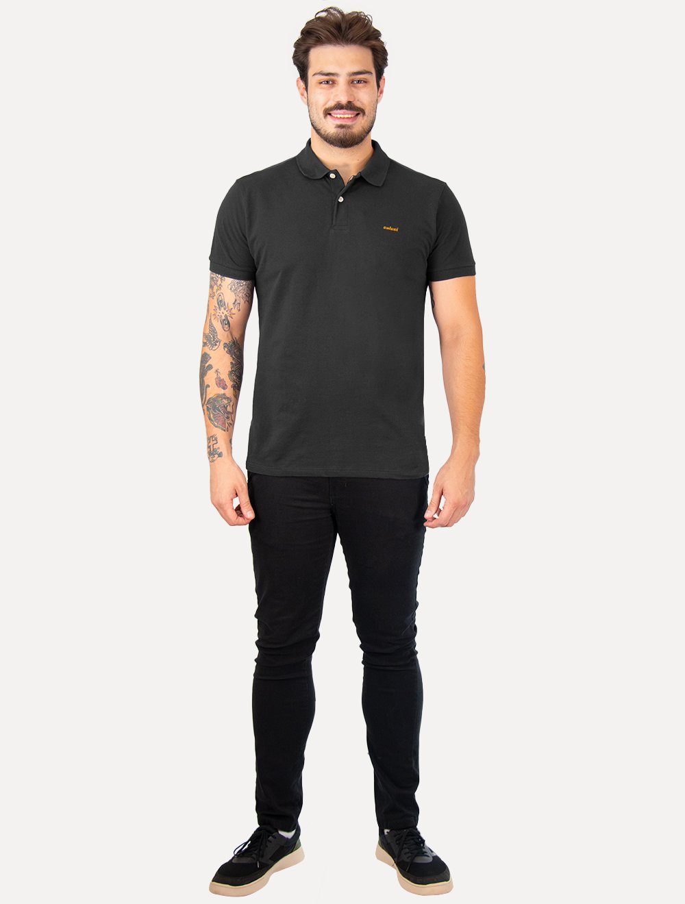 Polo Colcci Masculina Piquet Orange Logo Chumbo