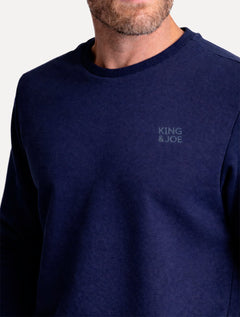 Blusão King & Joe Masculino Moletom Crewneck Logo Peito Azul Marinho