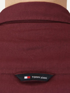 Camisa Tommy Jeans Masculina Slim Original Stretch Bordô