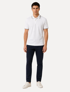 Polo Dudalina Masculina Piquet Jacquard Gola Friso Off White