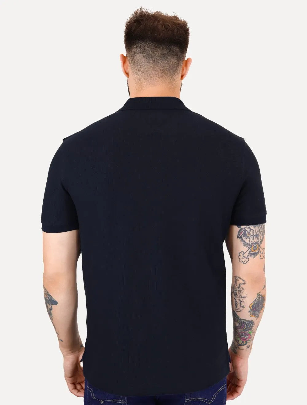 Polo Tommy Hilfiger Masculina Regular Piquet Graphic Icon Embroidery Azul Marinho