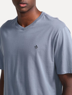Camiseta Dudalina Masculina V-Neck Essentials Black Icon Cinza Médio