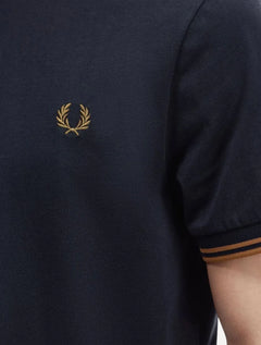Camiseta Fred Perry Masculina Regular Brown Twin Tipped Azul Marinho