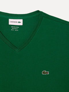 Camiseta Lacoste Masculina Jersey Pima Cotton Gola V Verde Escuro
