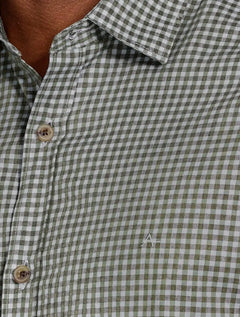 Camisa Aramis Masculina Manga Curta Regular Mini Xadrez Verde/Cinza
