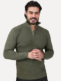 Suéter Dixen Masculino Tricot Straights Half-Zip Gola Alta Verde
