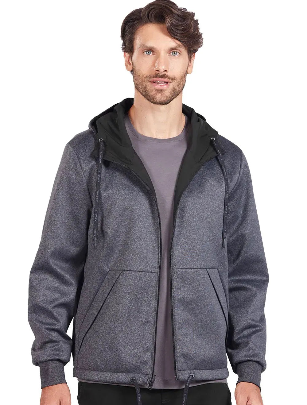 Jaqueta Aramis Masculina Nylon Dupla Face Hoodie Liquid Repeller Preta