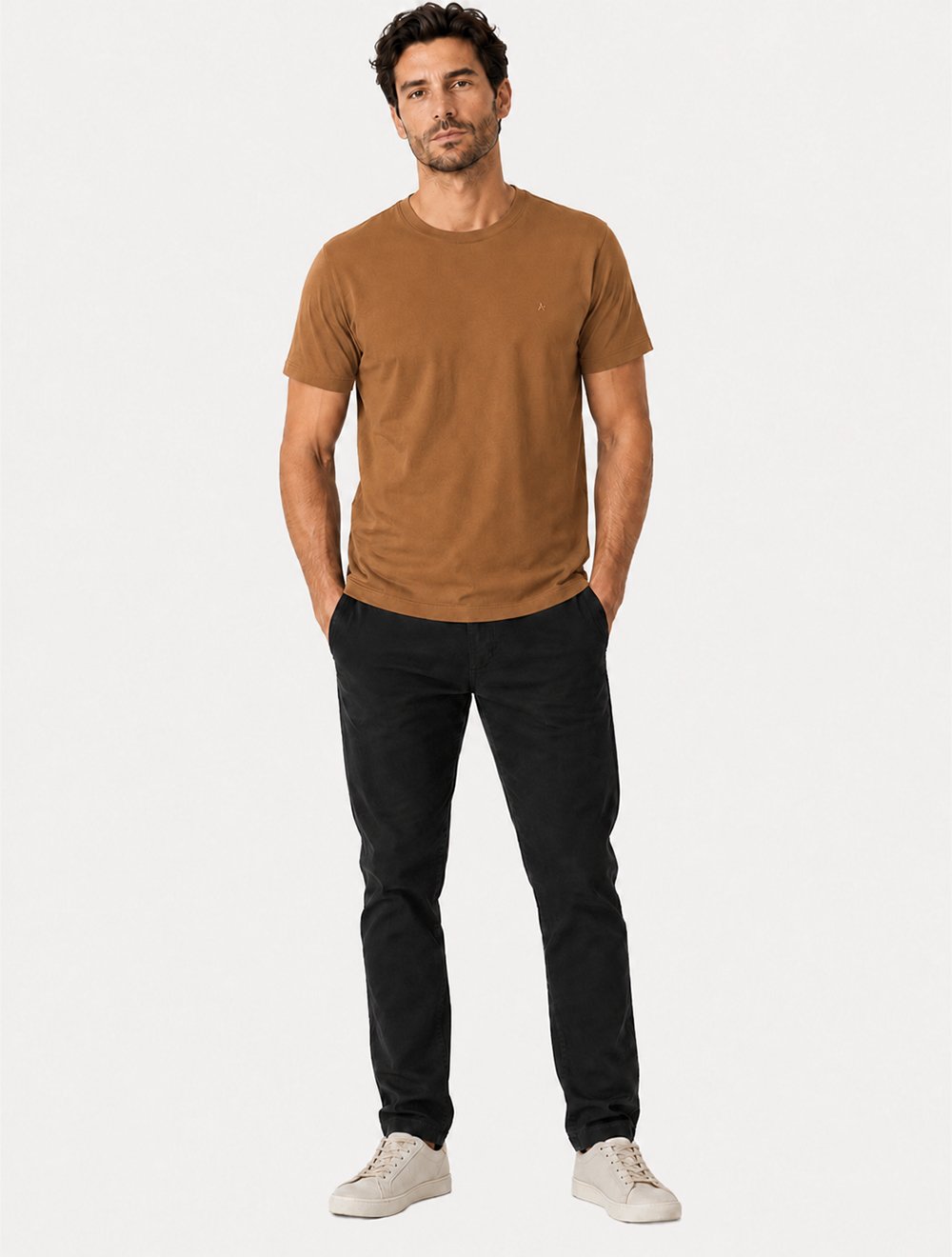Camiseta Aramis Masculina Basic Lisa Mono Icon Âmbar