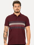 Polo Tommy Hilfiger Masculina Regular Shadow Global Stripe Bordô
