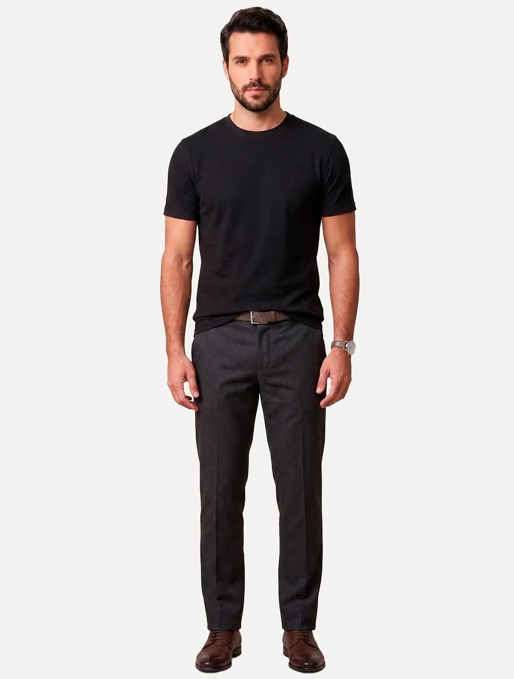 Camiseta Dudalina Regular Fit Listras Relevo Preta