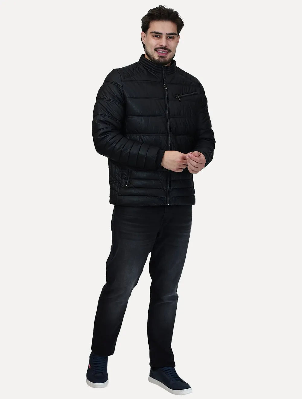 Jaqueta Dixen PU Zíper Frontal Preto