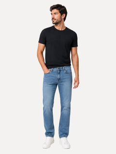 Calça King & Joe Jeans Masculina Soft Denim Blue Regular Azul Médio