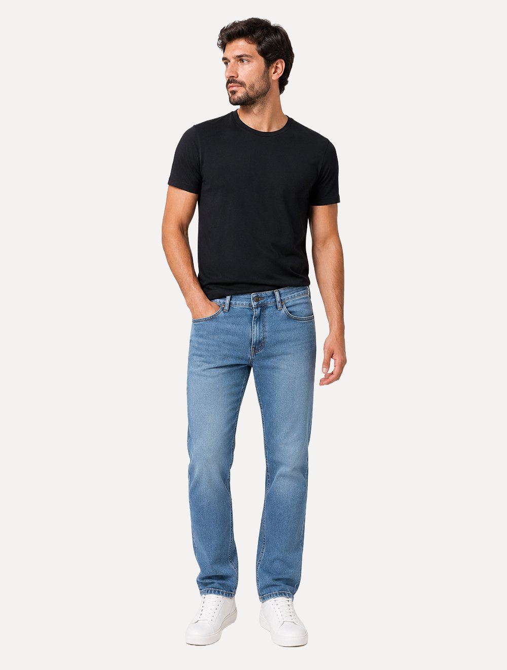 Calça King & Joe Jeans Masculina Soft Denim Blue Regular Azul Médio