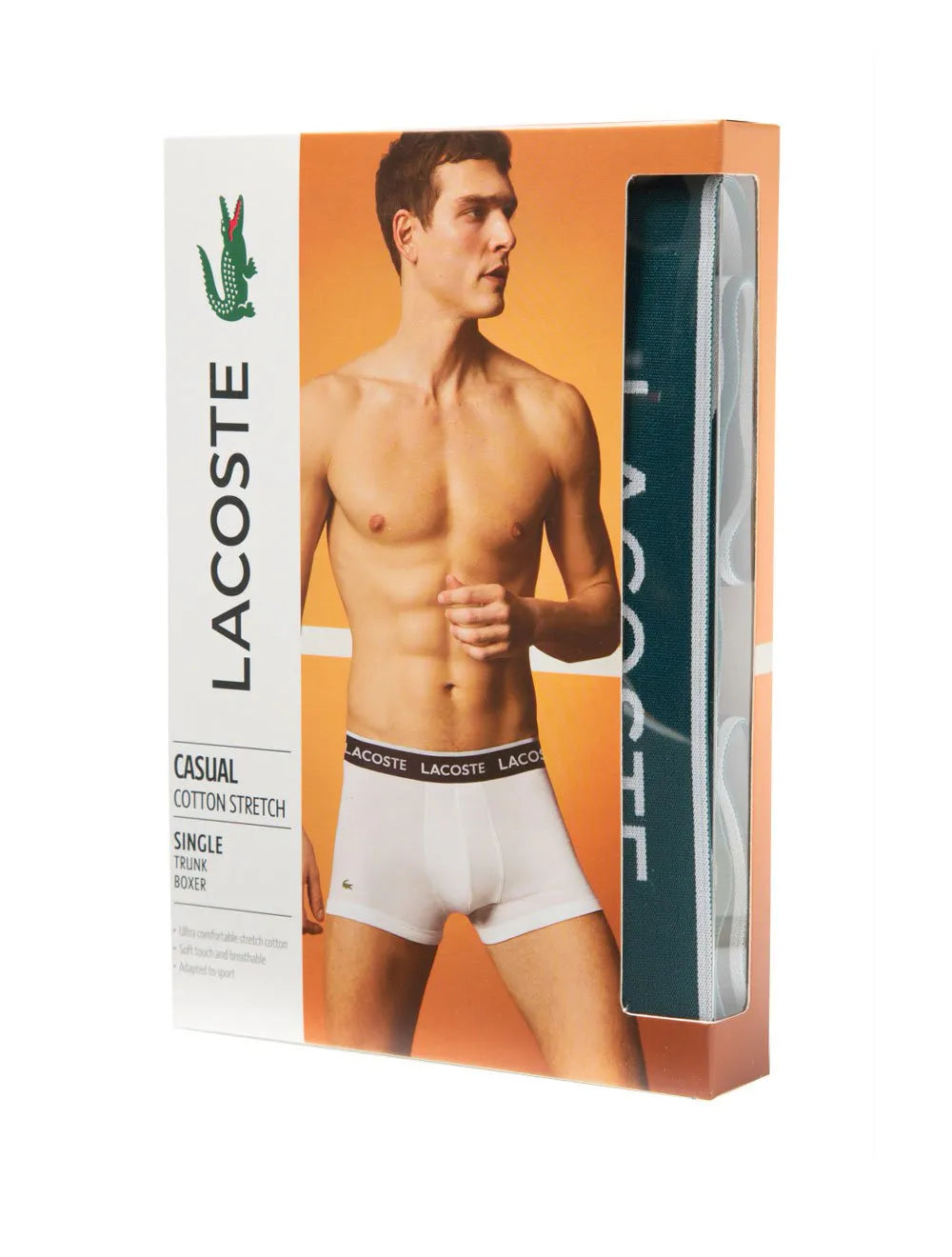Cueca Lacoste Trunk Boxer Lettered Waist Branca 1UN