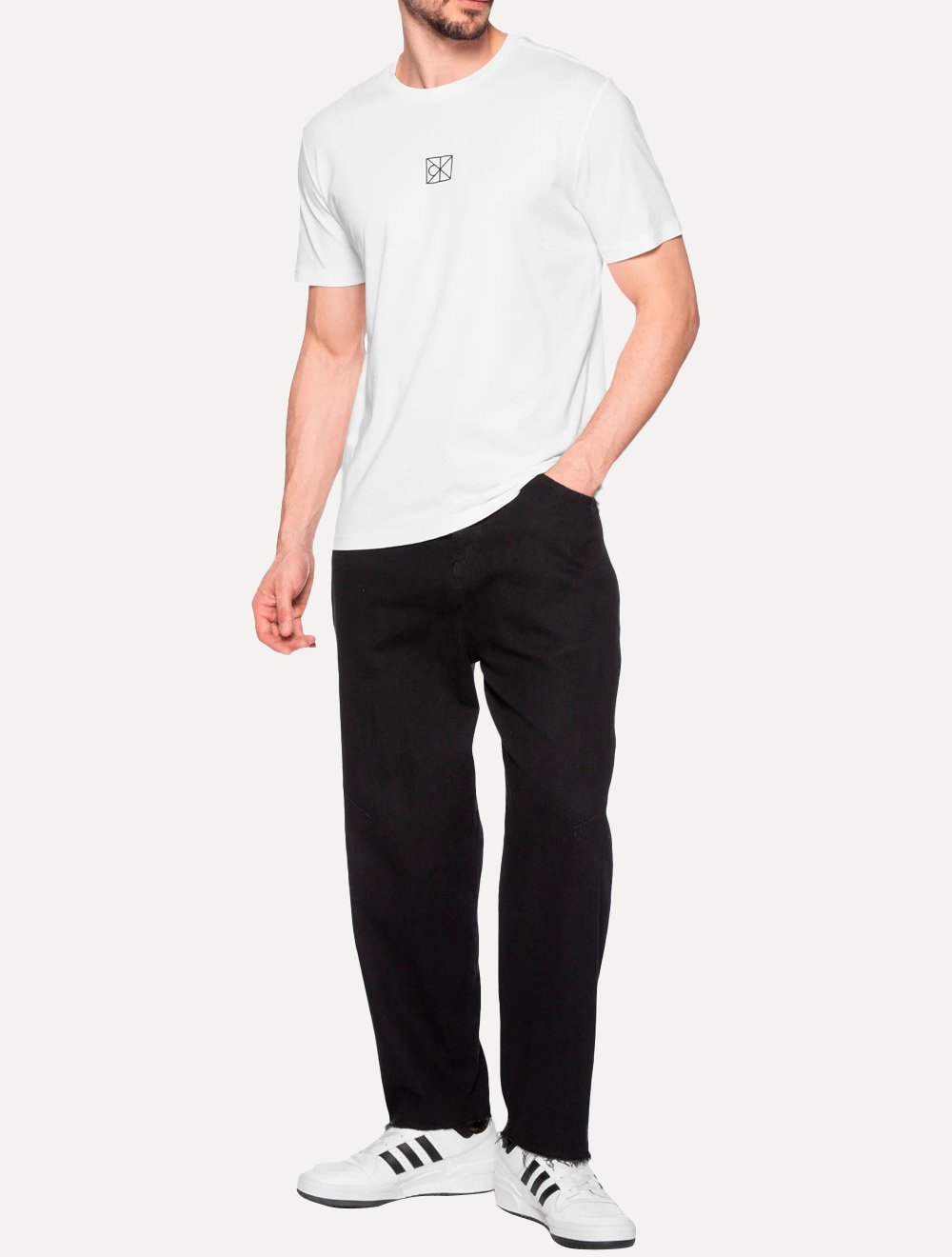 Camiseta Calvin Klein Masculina Center CK Rubber Patch Branca