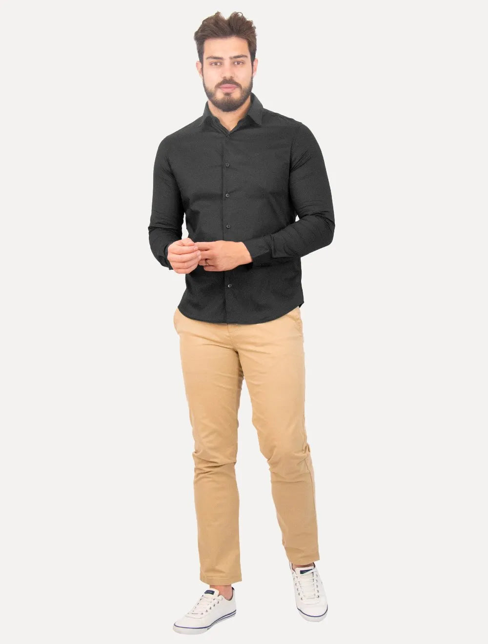 Camisa Calvin Klein Masculina Slim Essential Basic Logo Preta