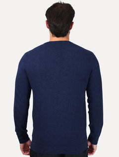 Blusa Aramis Masculina Tricot Gola Careca Azul Marinho