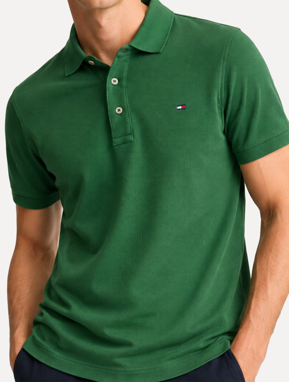 Polo Tommy Hilfiger Masculina Slim Piquet 1985 Street Verde