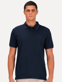 Polo Calvin Klein Piquet Regular Básica Friso Azul Marinho