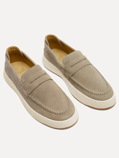 Tênis Reserva Masculino Couro Camurça Lavada Fendi Capri Cinza Claro