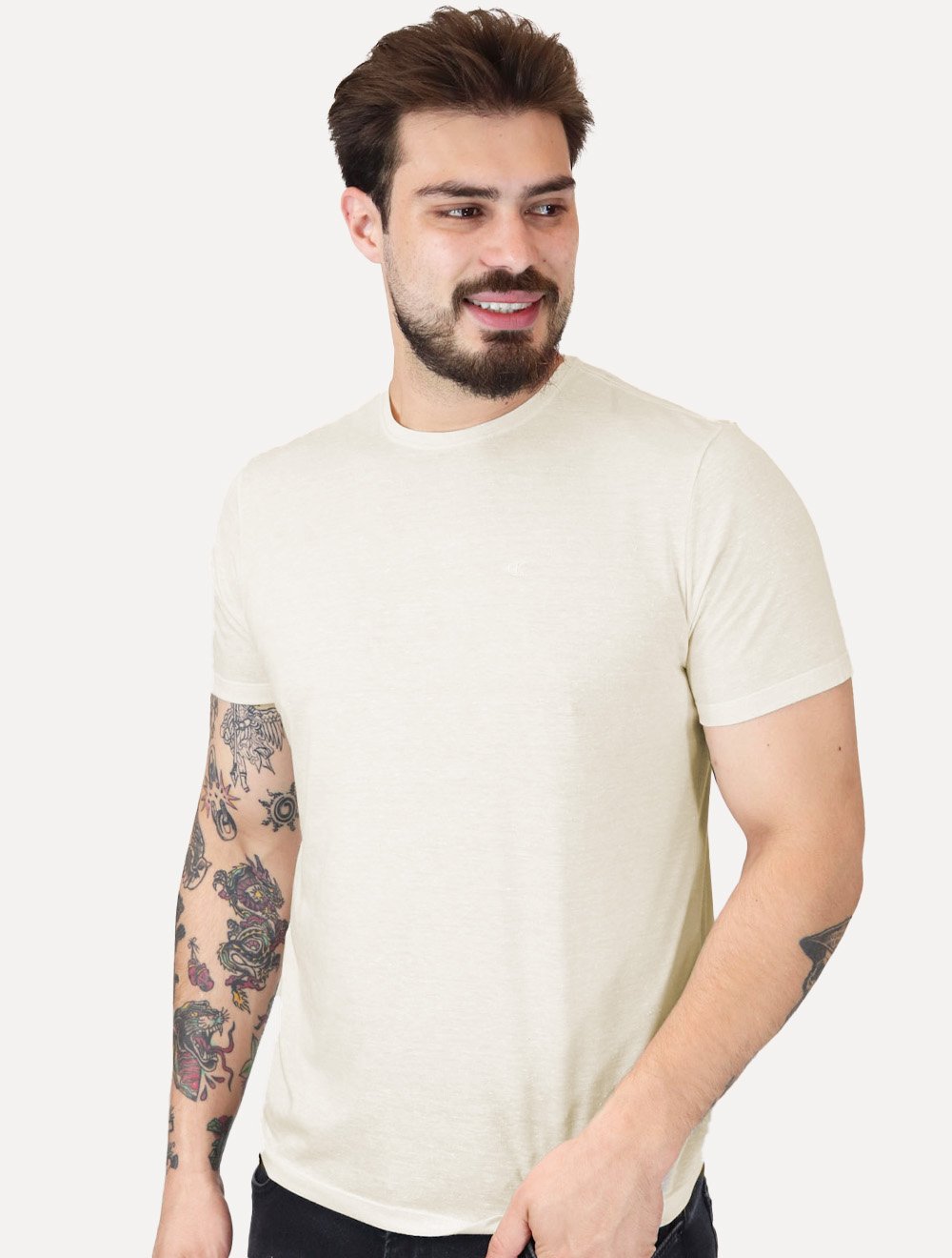 Camiseta Calvin Klein Jeans Masculina Botonê Off White