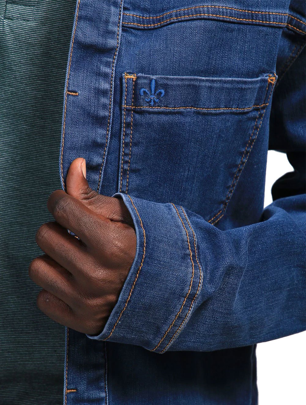 Jaqueta Dudalina Jeans Masculina Trucker Color Azul Médio