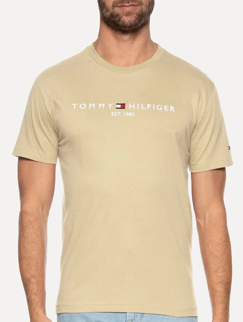 Camiseta Tommy Hilfiger Masculina Light Core Logo Tee Cáqui Médio